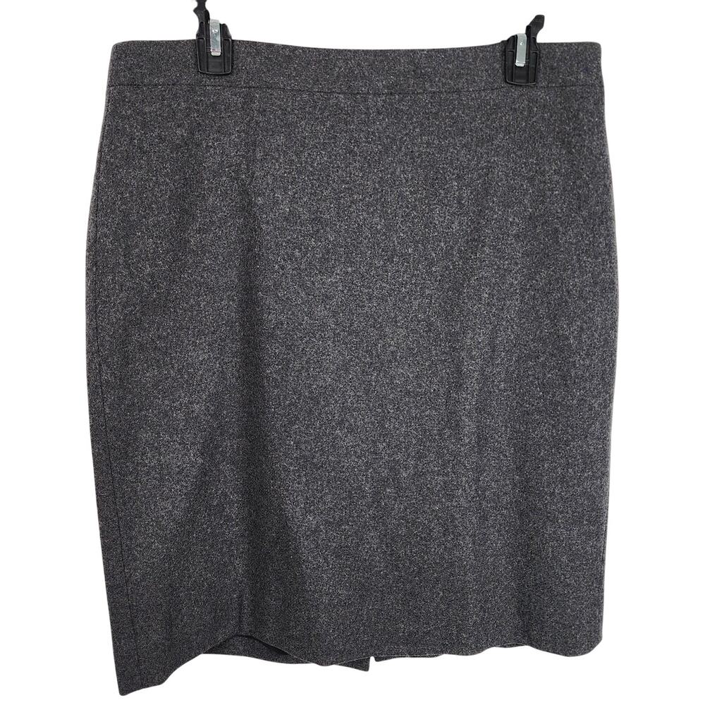J. Crew Womens Pencil Skirt Double Serge Wool Knee Length 12 Gray Zip Academia